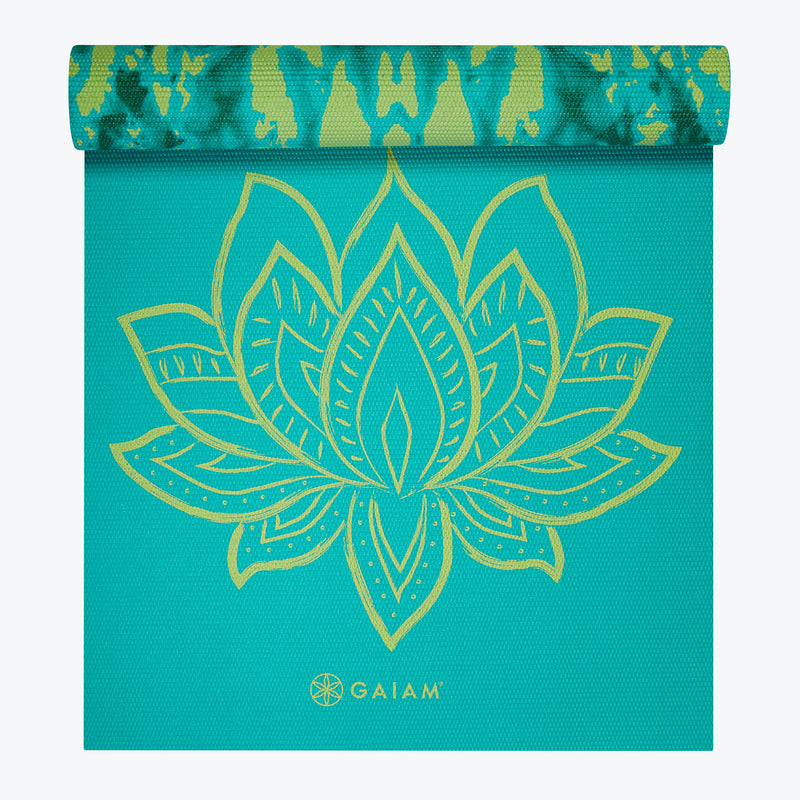 Reversible Turquoise Lotus Yoga Mat (6mm)