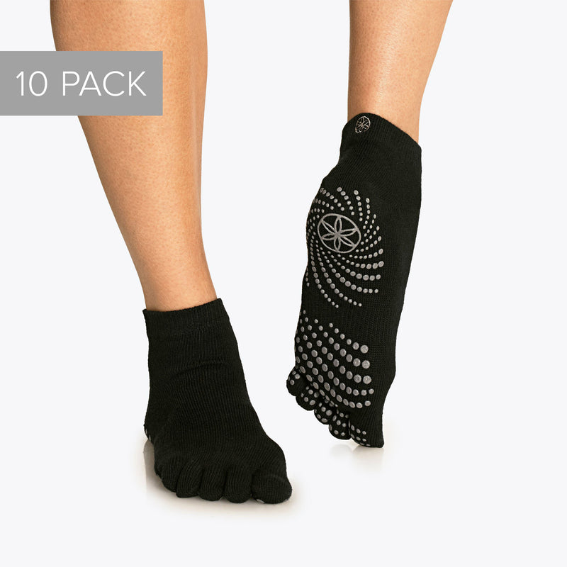 Grippy Gray Yoga Socks - Value 10 Pack